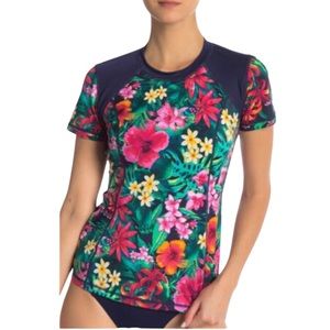 Tommy Bahama Floral Rash Guard - Navy and Multicolor